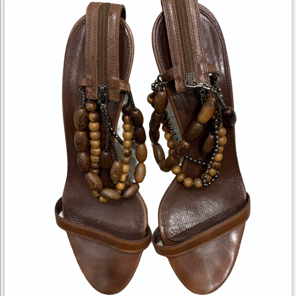 Sergio Rossi Brown Leather Sandal Heels